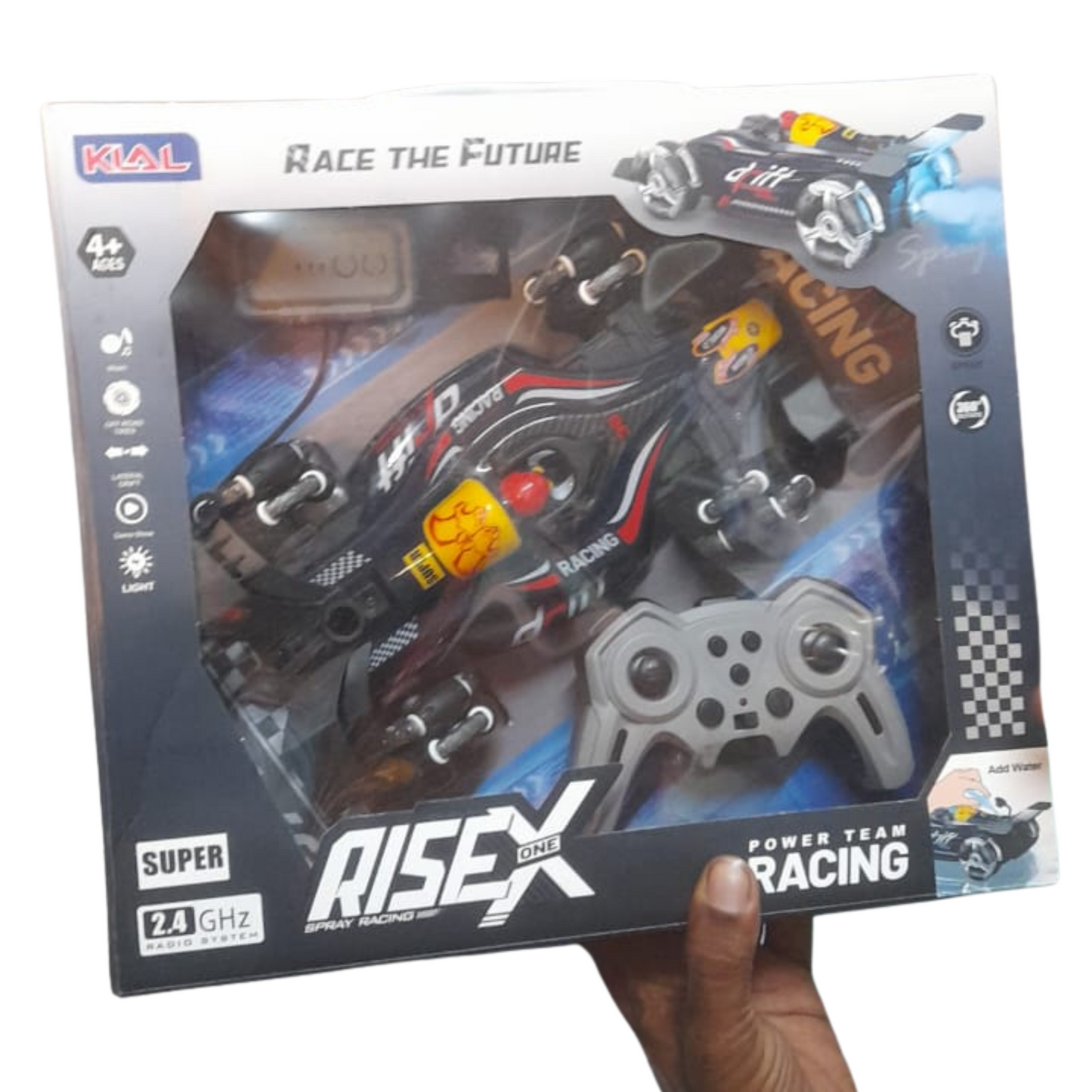 2-in-1 Gesture & Remote Control Drift Racing Car – 360° Spins, Lights, Music & Spray Effect for Kids