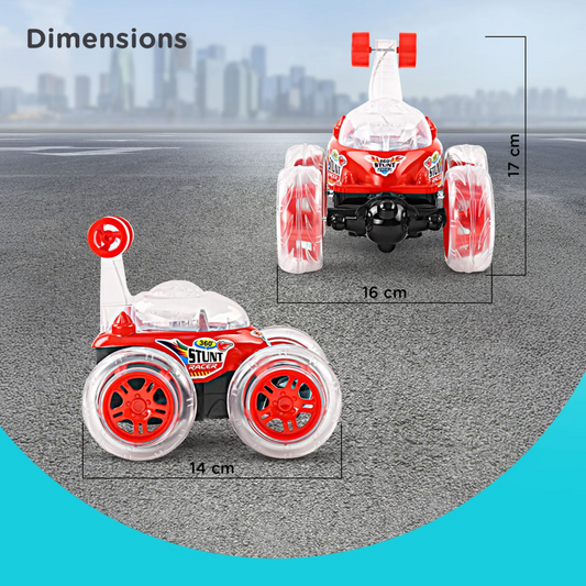 360° Remote Control Stunt Car Toy with USB Rechargeable Cable – Rotating & Rolling Big Wheels