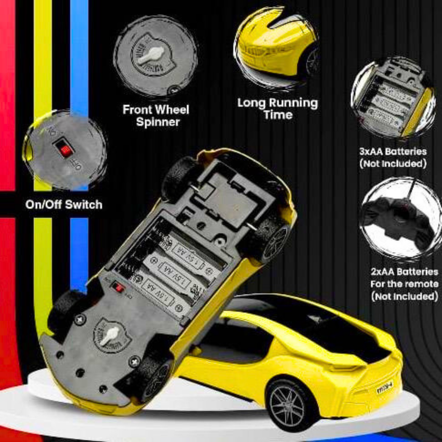 3D Rechargeable Remote Control Sports Car Toy with LED Lights
