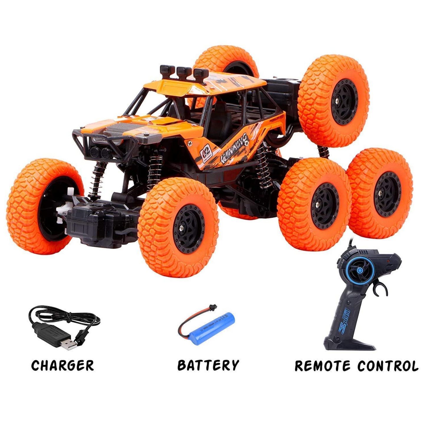 6-Wheel Remote Control Rock Climbing Car – 4WD Off-Road Monster Truck Rechargeable Battery – High-Speed RC Racing Car for Kids