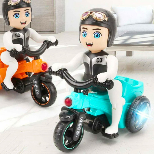 Automatic Stunt Biker Toy with 360° Rotation, Lights & Music