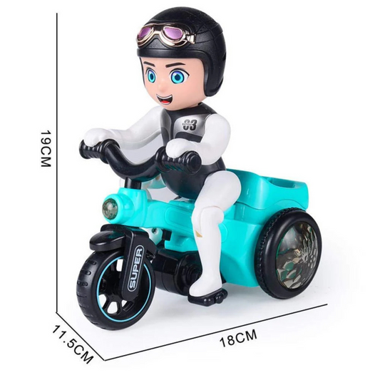 Automatic Stunt Biker Toy with 360° Rotation, Lights & Music