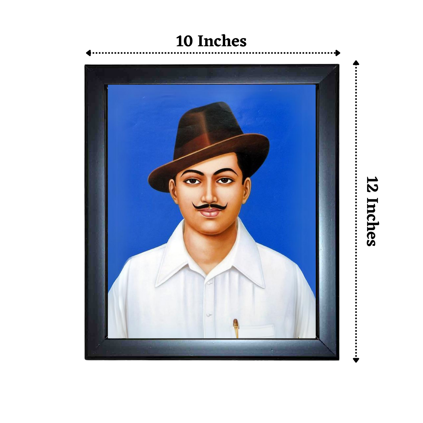 "Bhagat Singh" 10x12 Inches Glassy Finish Photo Frame – Iconic Wall Decor for Home & Office