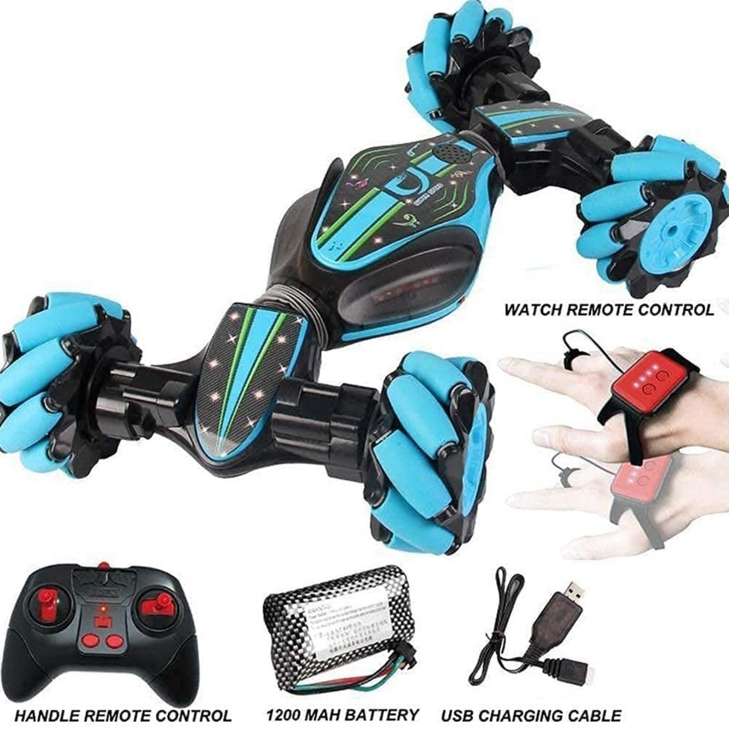 Gesture Sensing RC Stunt Car – 360° Rotating Off-Road Remote Control Toy with Dual Control Mode, Lights & Music