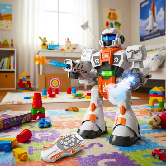 Intelligent Remote Control Robot Toy with Spray, Lights & Sound | Multi-Function RC Robot with Shooting Action for Kids 3+ Years
