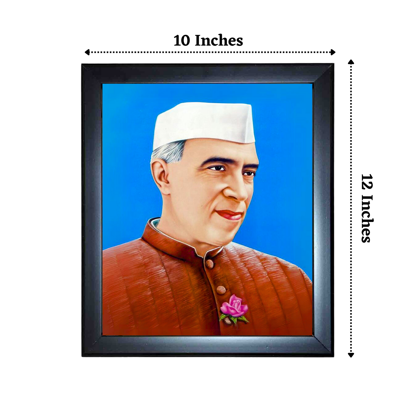 "Jawaharlal Nehru" 10x12 Inches Glassy Finish Photo Frame – Iconic Wall Decor for Home & Office