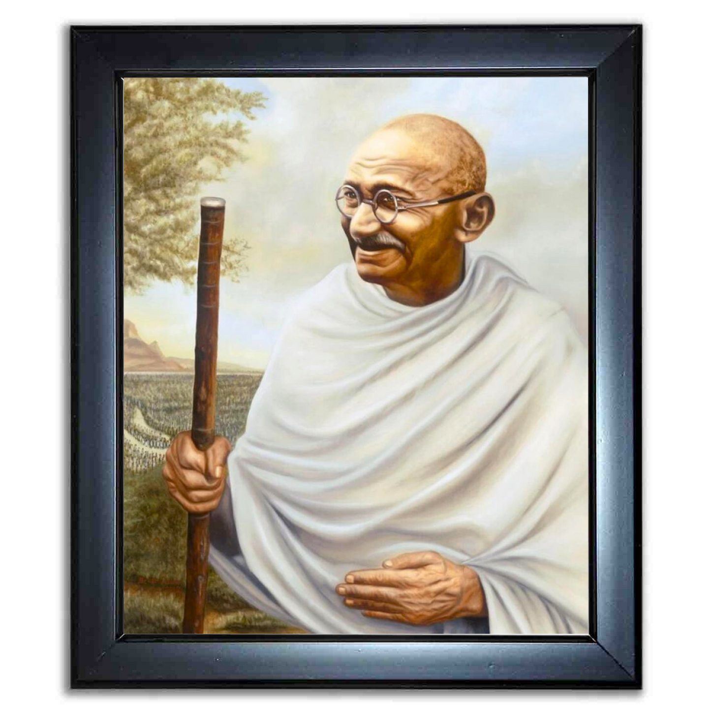 "Mahatma Gandhi Art" 10x12 Inches Glassy Finish Photo Frame – Iconic Indian Leader Wall Decor for Home & Office