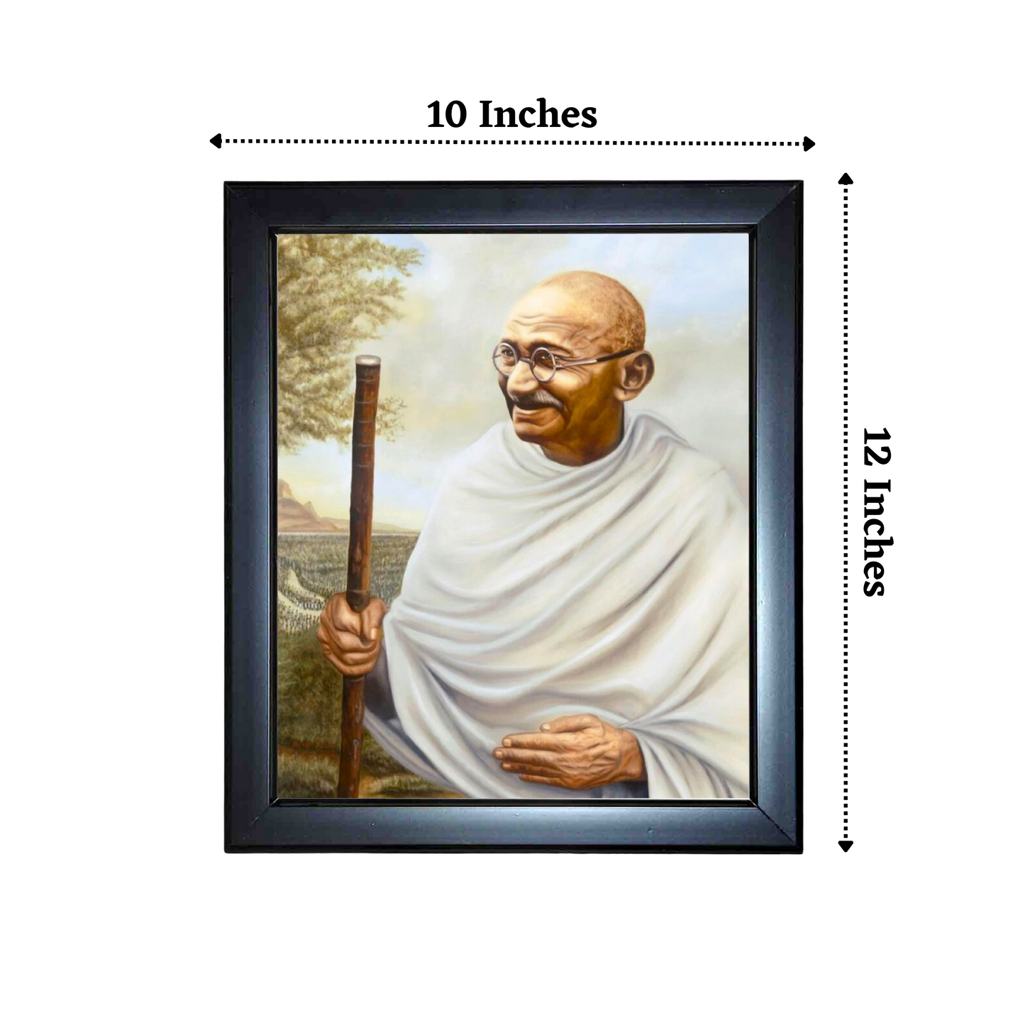 "Mahatma Gandhi Art" 10x12 Inches Glassy Finish Photo Frame – Iconic Indian Leader Wall Decor for Home & Office