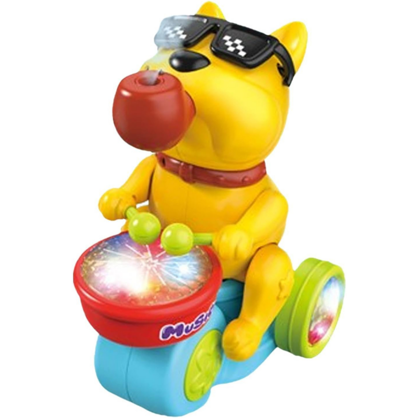 Musical Drummer Dog Toy with Lights, Sounds