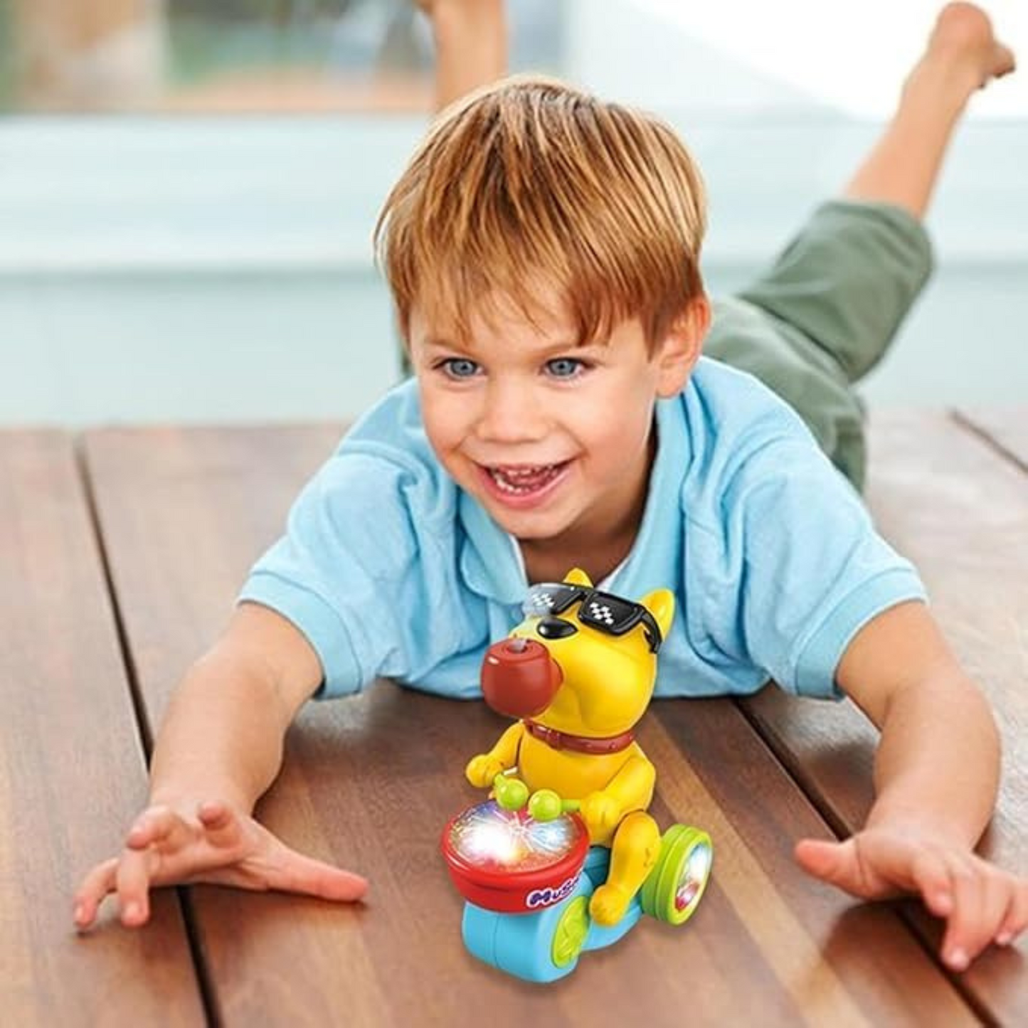 Musical Drummer Dog Toy with Lights, Sounds
