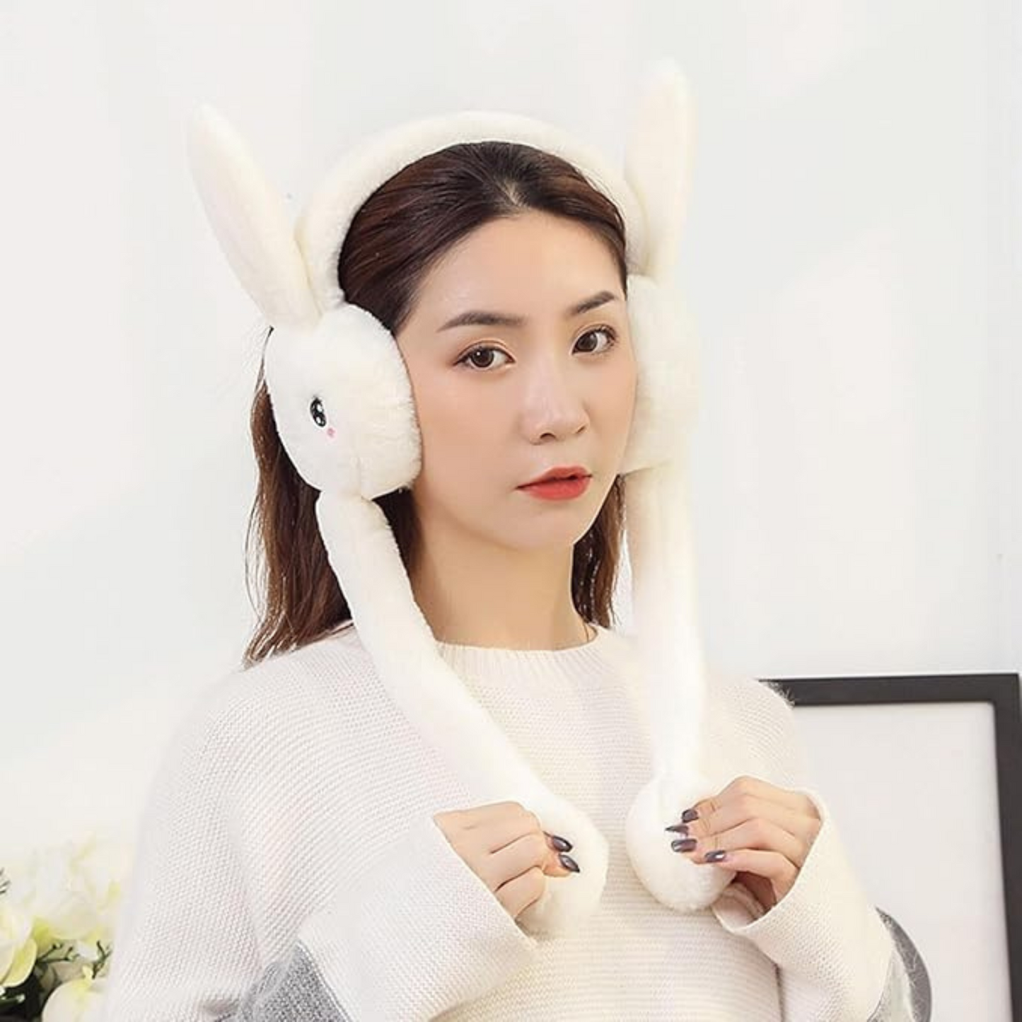 Premium Cute Bunny Earmuffs with Plush Moving Ears