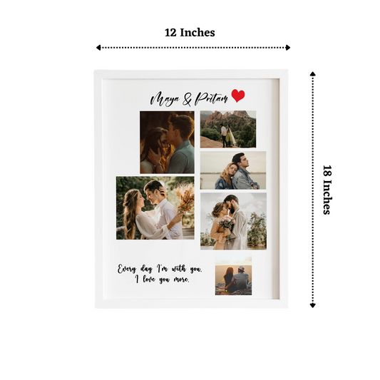 Premium Love / Couple Collage (6 Photos) Matte Finish Customized Photo Frame