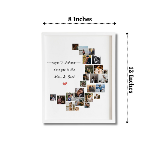 Premium Moon Collage (24 Photos) Matte Finish Customized Photo Frame