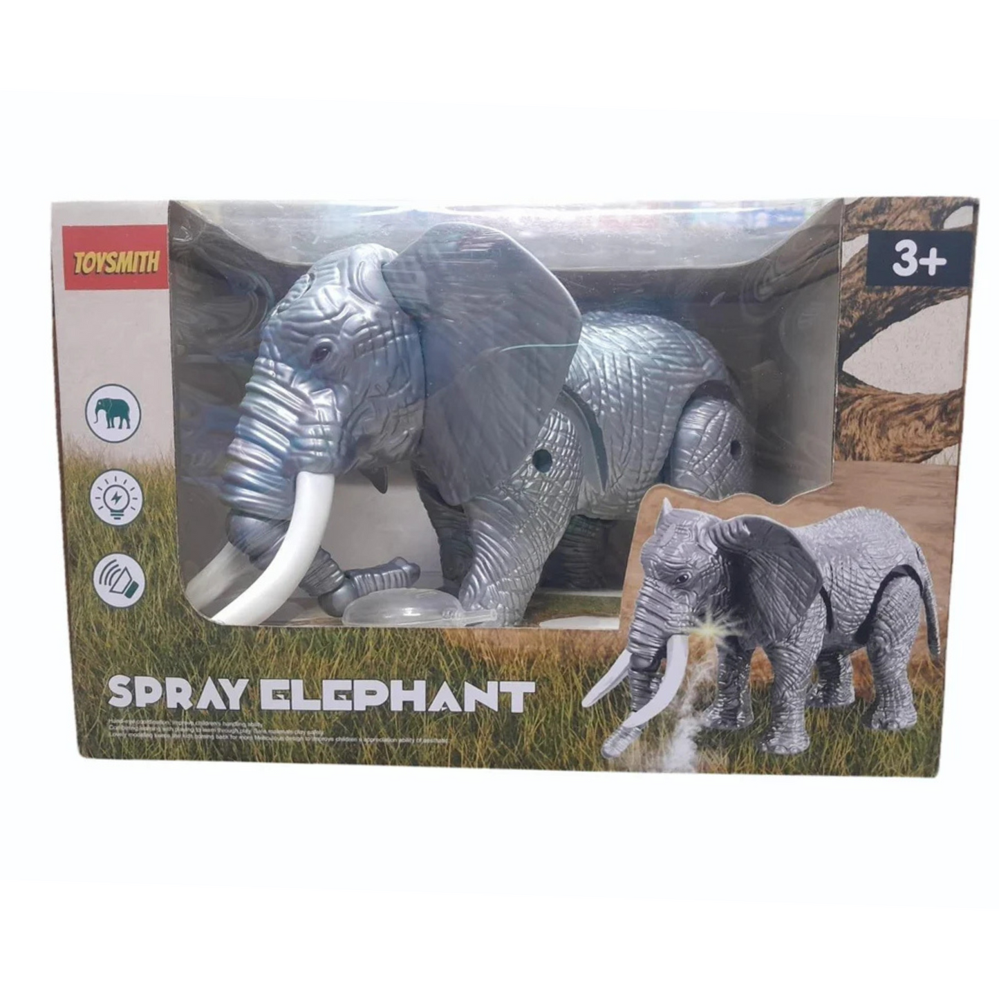 Realistic Spray Elephant Toy with Lights & Sound