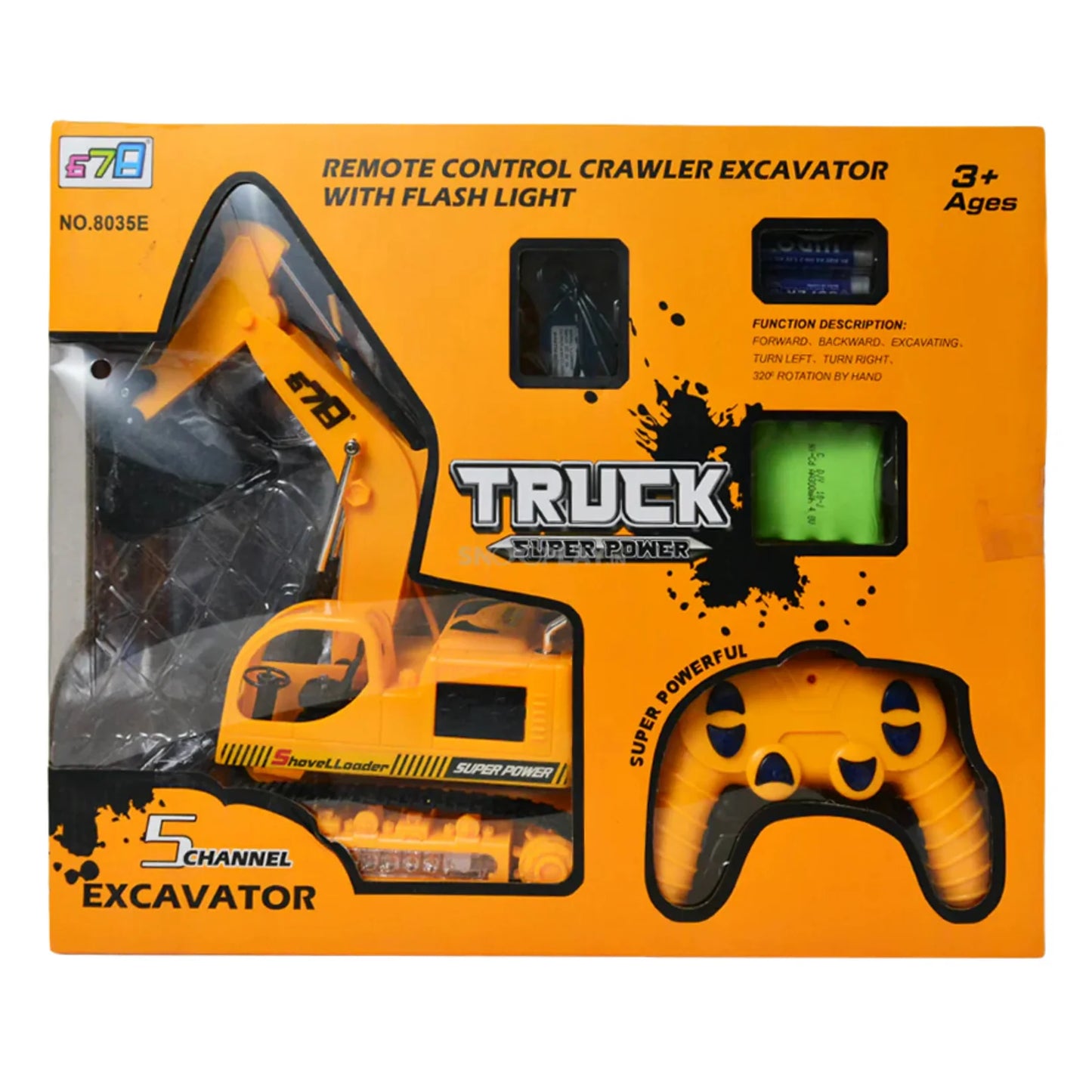 5-Channel Remote Control Excavator Truck Toy - Rechargeable