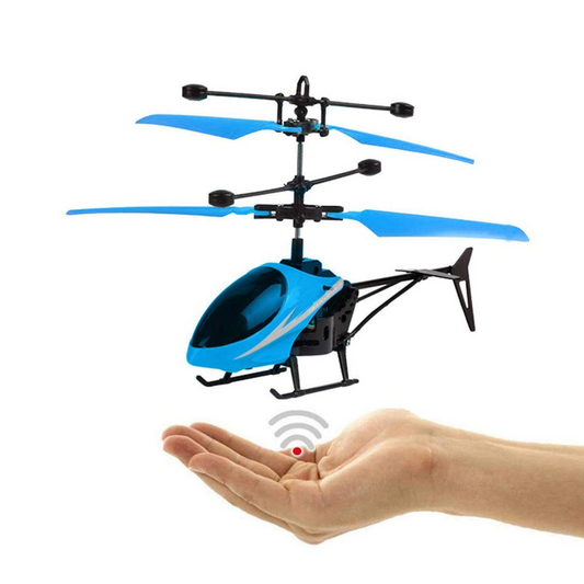 Rechargeable Flying Helicopter Toy with Hand Sensor, Remote Control & LED Lights
