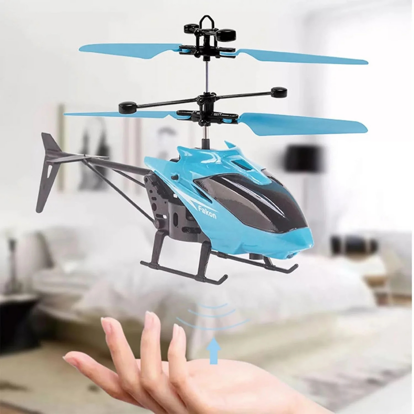 Rechargeable Flying Helicopter Toy with Hand Sensor, Remote Control & LED Lights