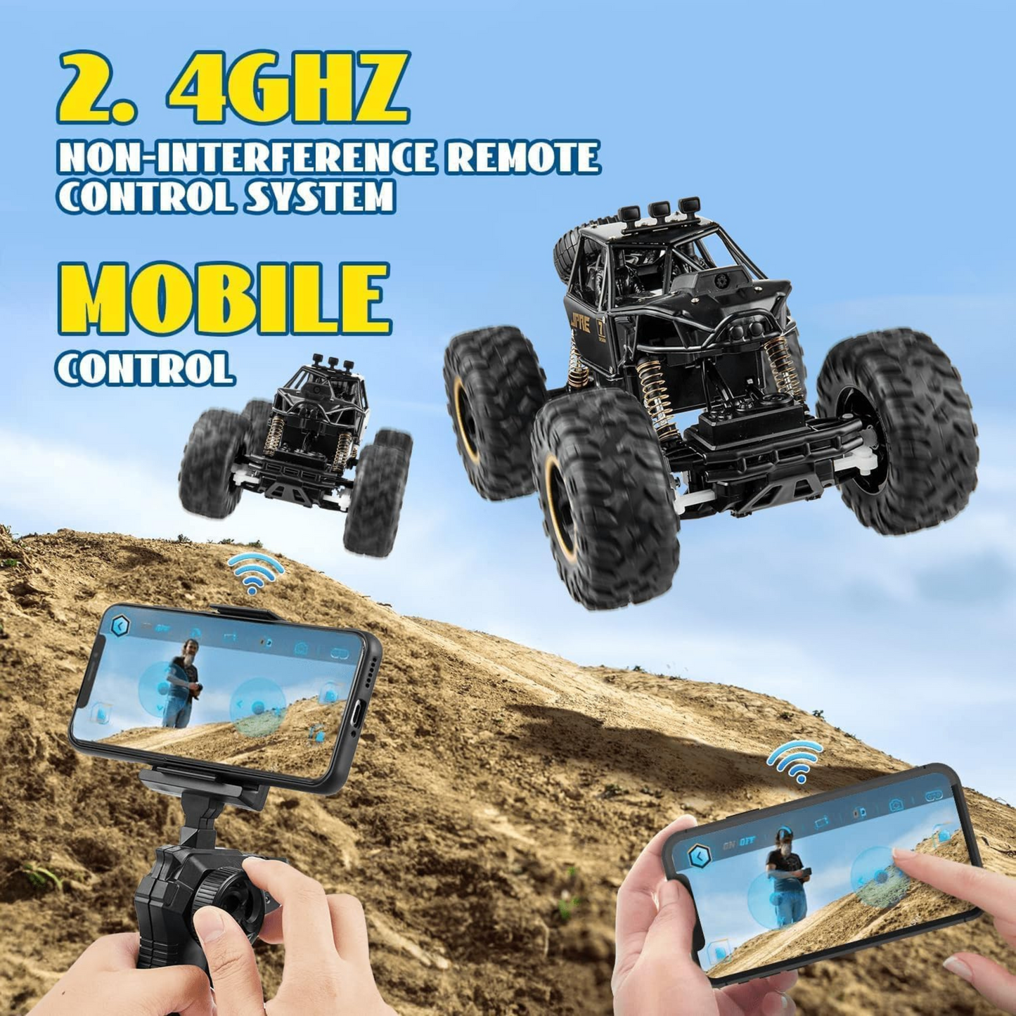 Rechargeable Monster Car with HD Camera, Spray, LED Lights & App Control