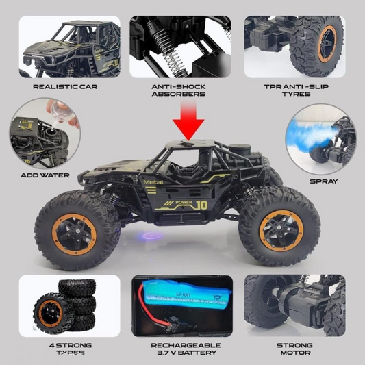 Rechargeable Monster Car with HD Camera, Spray, LED Lights & App Control