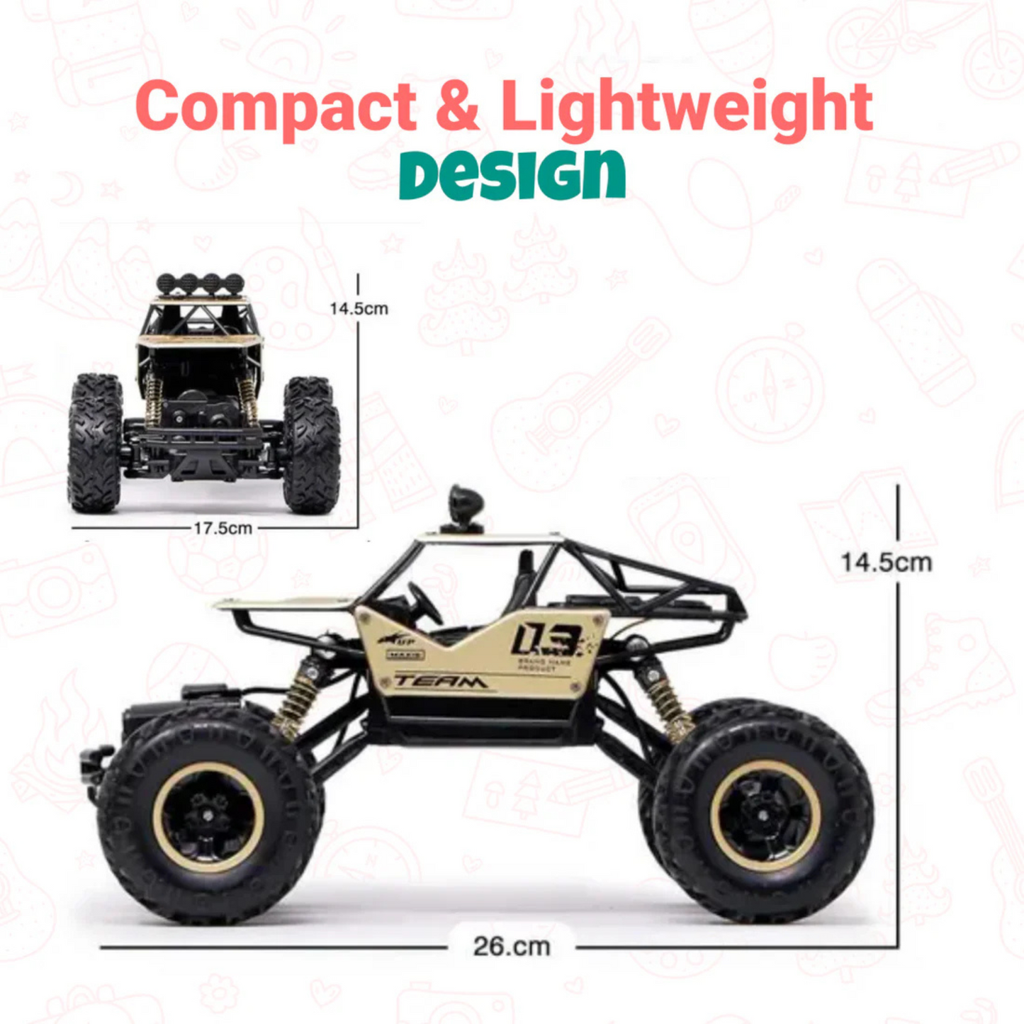 Rechargeable Monster Car with HD Camera, Spray, LED Lights & App Control