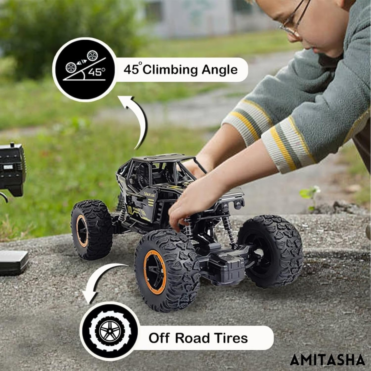 Rechargeable Monster Car with HD Camera, Spray, LED Lights & App Control