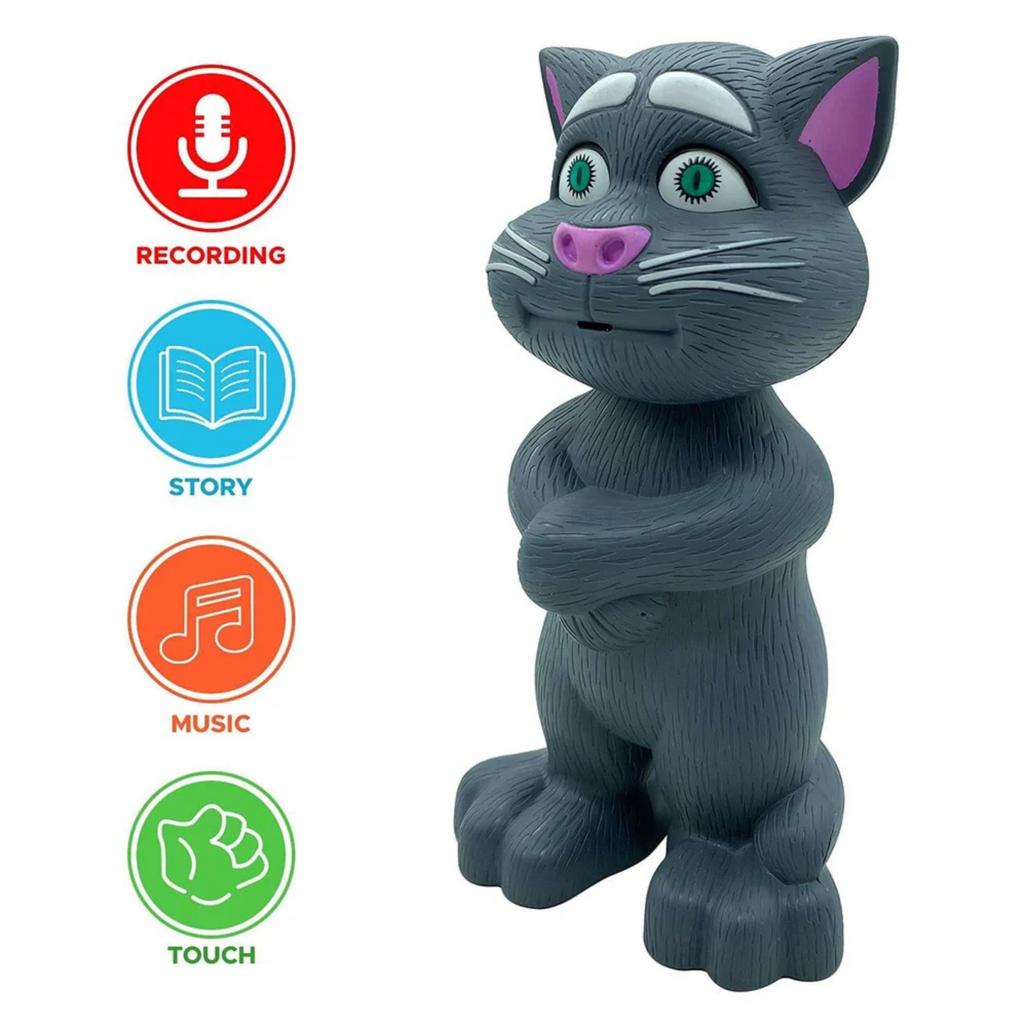 Talking Tom Toy with AI Touch Sensitive and Talk Back Voice