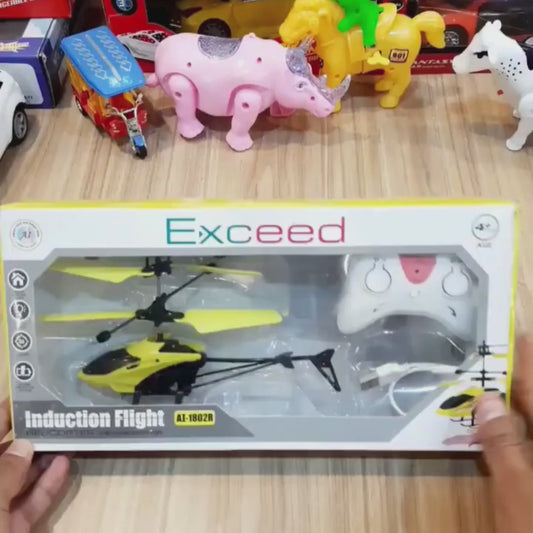 Rechargeable Flying Helicopter Toy with Hand Sensor, Remote Control & LED Lights