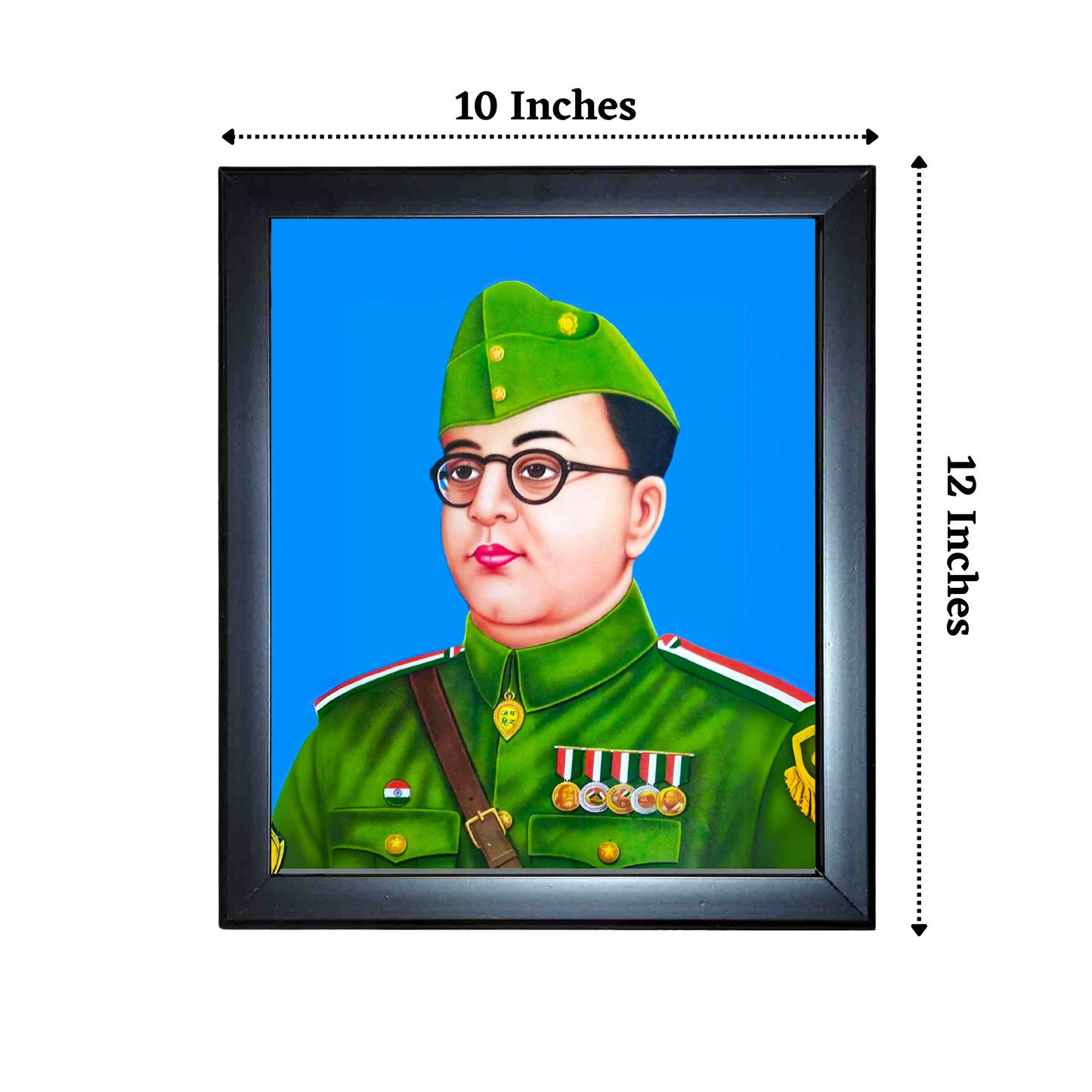 "Subhash Chandra Bose" 10x12 Inches Glassy Finish Photo Frame – Iconic Wall Decor for Home & Office