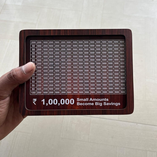 ₹1,00,000 Savings Challenge Board – Wooden Money Saving Tracker | Smart Goal Saving Box for Daily Motivation & Budget Planning