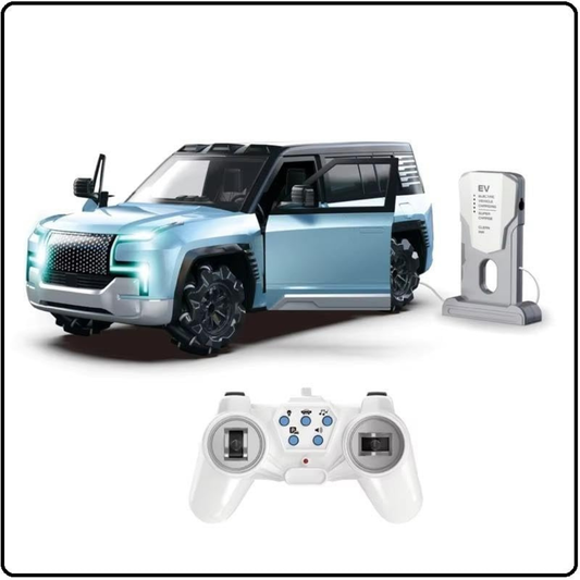 1:12 Scale Rechargeable RC Drift Car with EV Power Charging Station | Auto Parking, Remote Door Open, LED Lights & Music | Premium Remote Control Toy Car for Kids 3+ Years