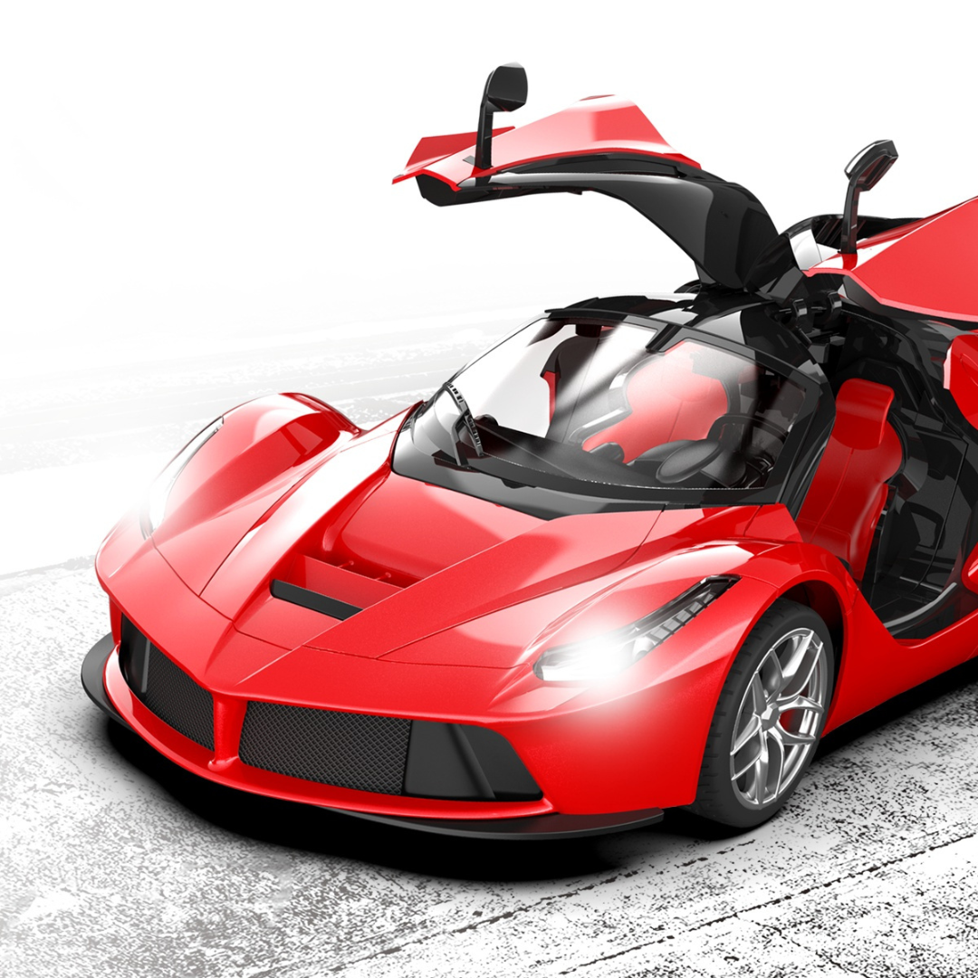 1:12 Scale Remote Control Sports Car with Door Opening | 2.4GHz RC Racing Car with LED Lights for Kids 3+ Years