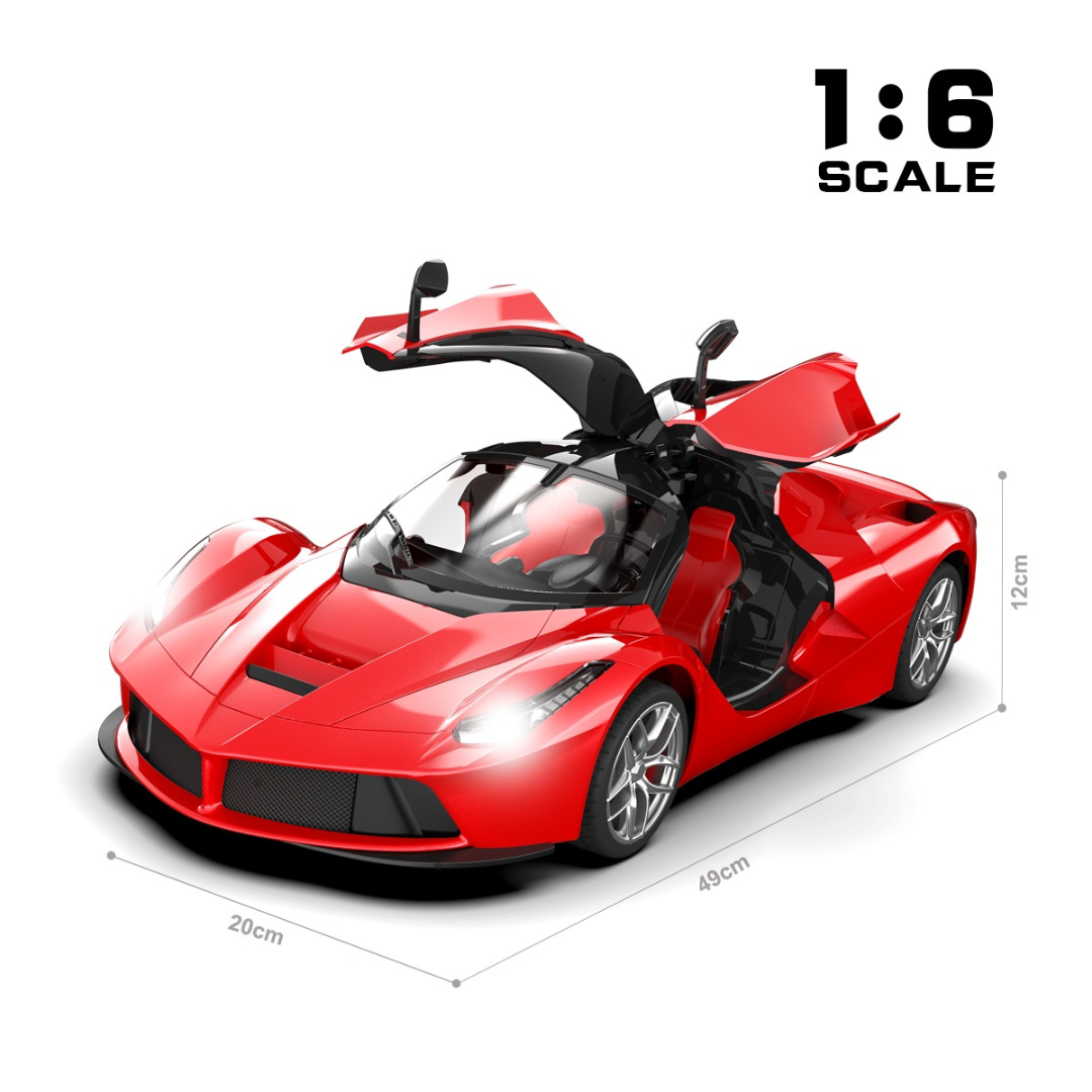 1:12 Scale Remote Control Sports Car with Door Opening | 2.4GHz RC Racing Car with LED Lights for Kids 3+ Years
