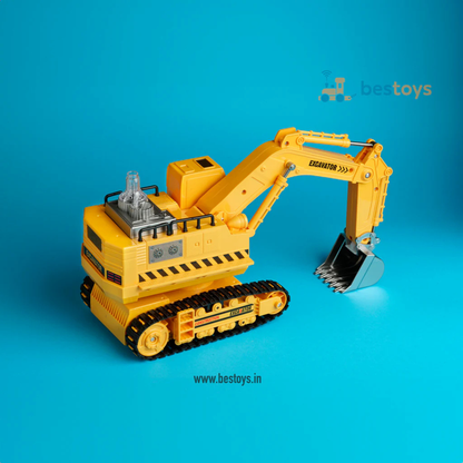 2.4GHz Rechargeable RC Excavator Construction Toy with Booster Spray & 360° Rotation | 11-Channel Remote Control Digger Truck for Kids 3+ Years