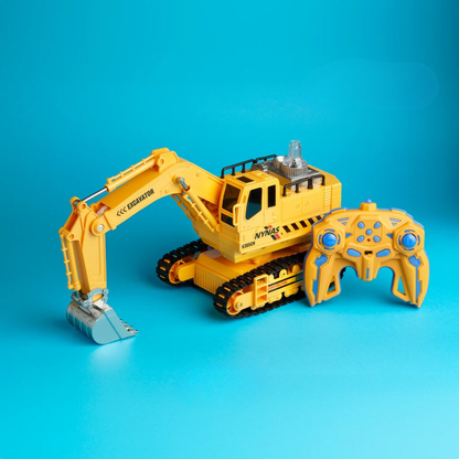 2.4GHz Rechargeable RC Excavator Construction Toy with Booster Spray & 360° Rotation | 11-Channel Remote Control Digger Truck for Kids 3+ Years