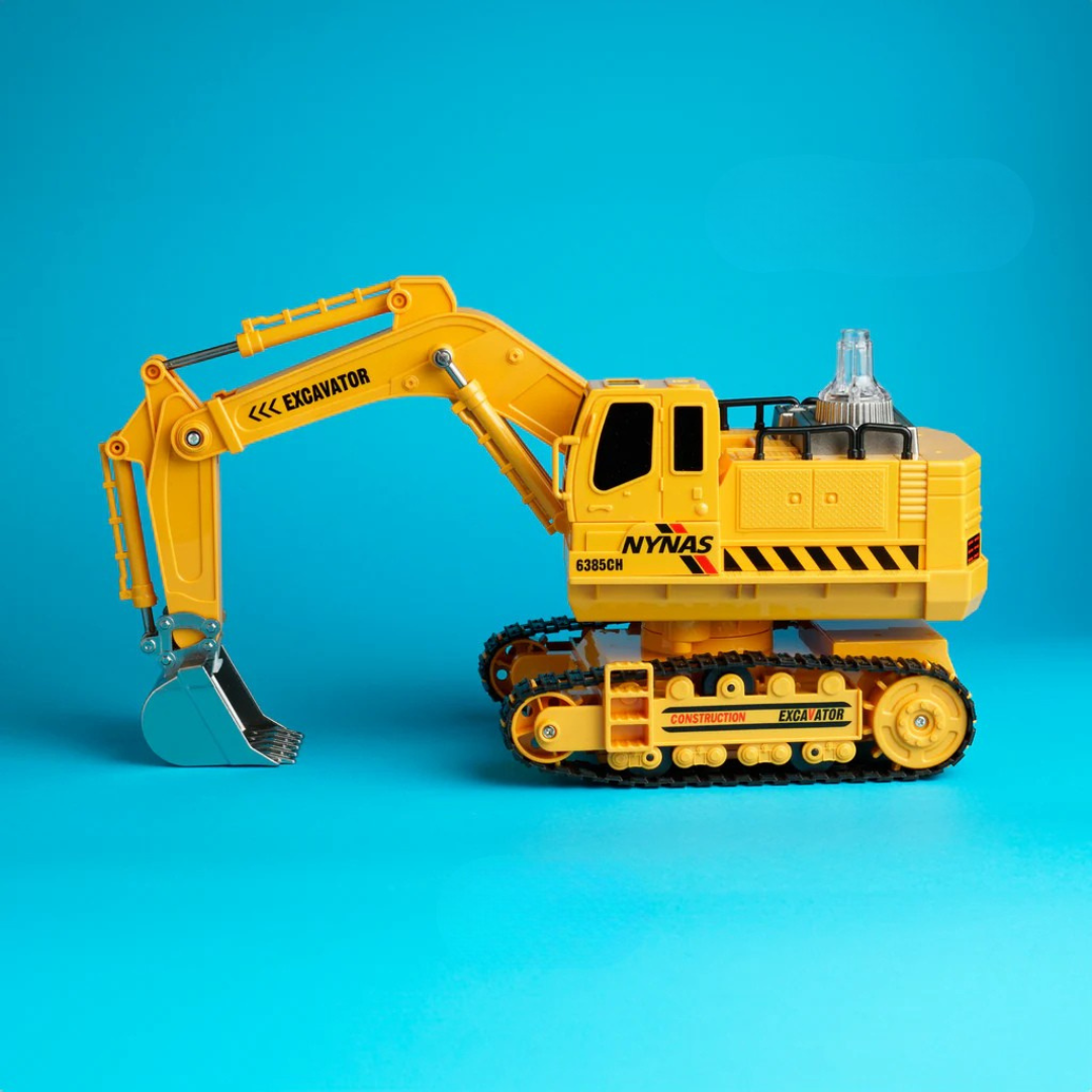 2.4GHz Rechargeable RC Excavator Construction Toy with Booster Spray & 360° Rotation | 11-Channel Remote Control Digger Truck for Kids 3+ Years