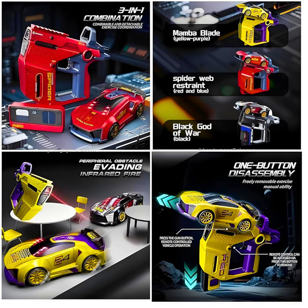 2 Player Infrared Battle RC Car Toy with Dual Remote Gun | Shoot & Knock-Down Racing Game with Lights, Sound & Rechargeable Car for Kids 3+