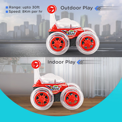 360° Remote Control Stunt Car Toy with USB Rechargeable Cable – Rotating & Rolling Big Wheels
