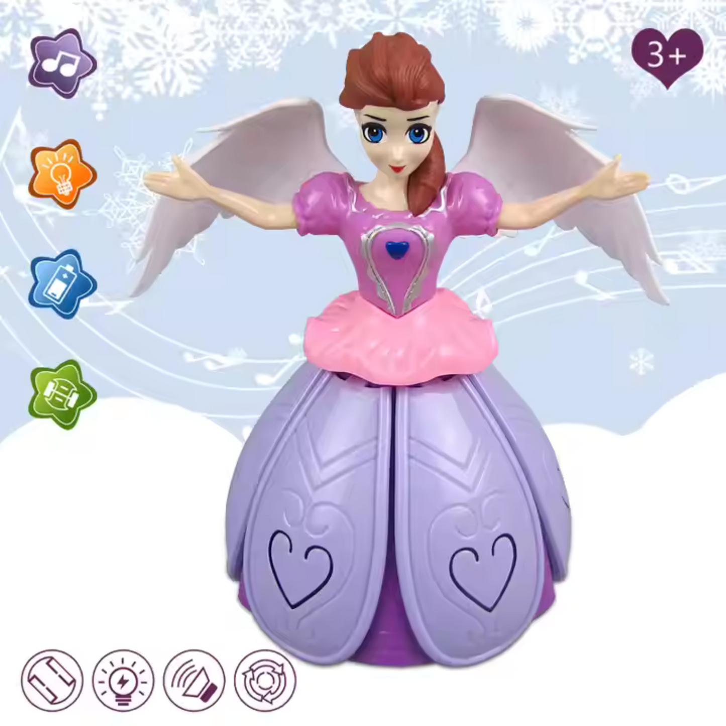 360° Spinning Musical Dancing Angel Princess Doll with LED Lights