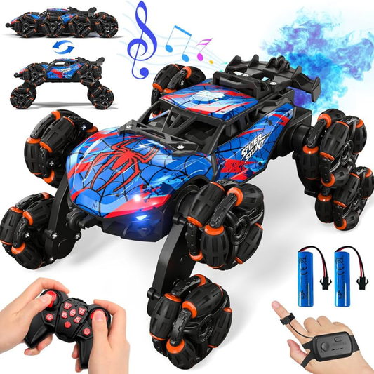8WD RC Stunt Car with Spray, Lights & Music | 2.4GHz Remote Control 360° Rotation Toy Vehicle for Kids 3+ Years