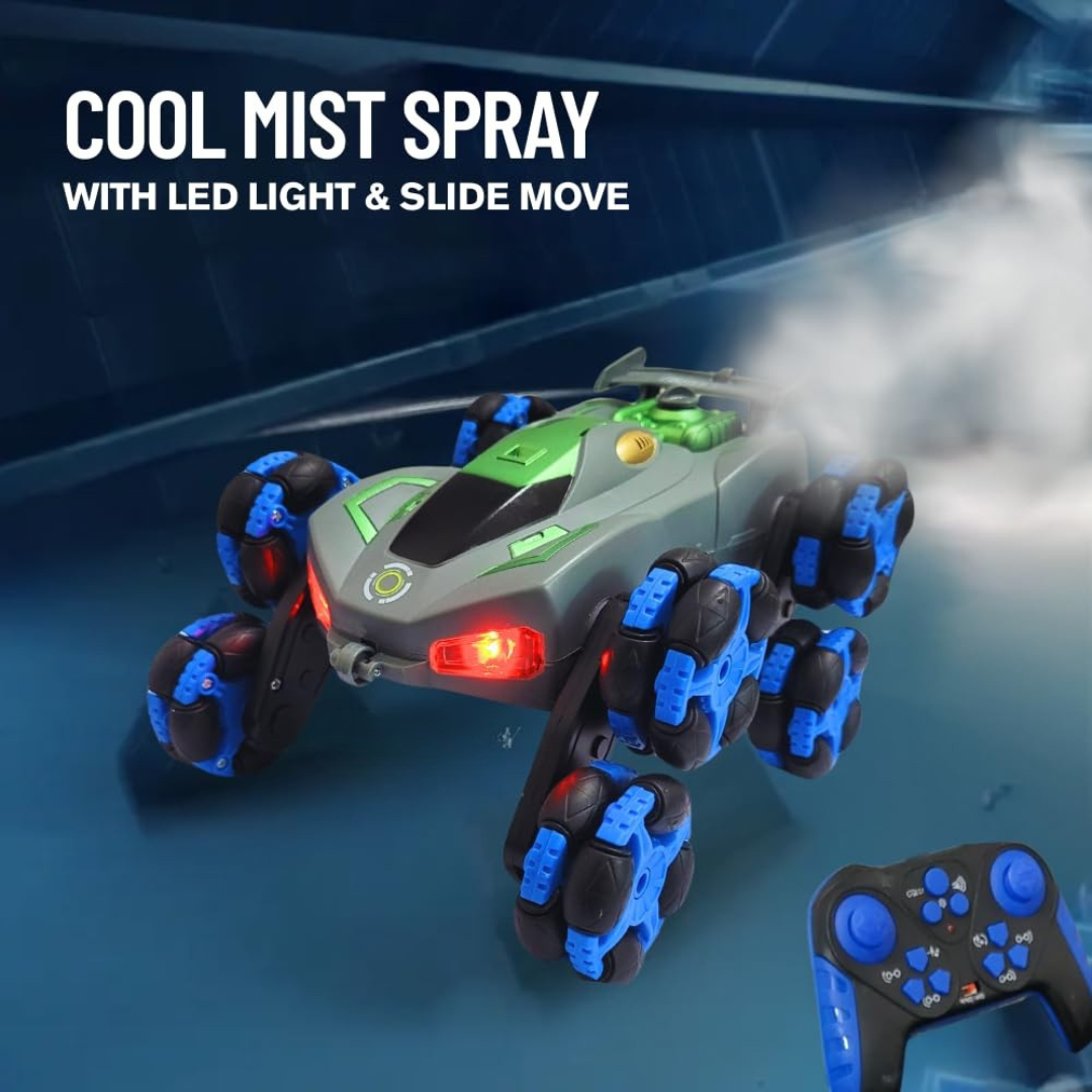 8WD RC Stunt Car with Spray, Lights & Music | 2.4GHz Remote Control 360° Rotation Toy Vehicle for Kids 3+ Years