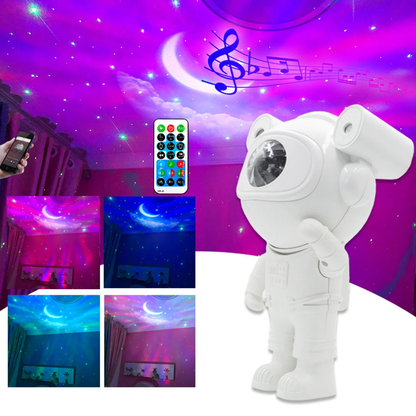 Astronaut Galaxy Projector Light – 360° Rotating Star Night Lamp with Remote Control & Nebula Effects