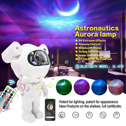 Astronaut Galaxy Projector Light – 360° Rotating Star Night Lamp with Remote Control & Nebula Effects