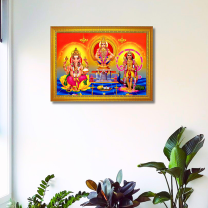 "Ayyapan, Ganesh, Murugan" Trio Glassy Finish Photo Frame