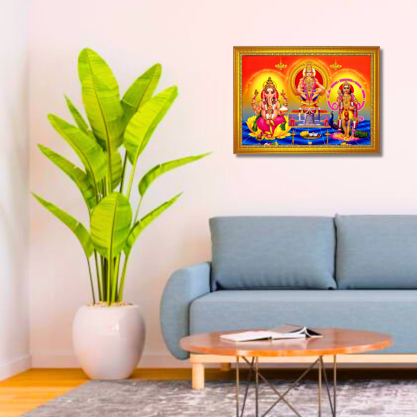 "Ayyapan, Ganesh, Murugan" Trio Glassy Finish Photo Frame
