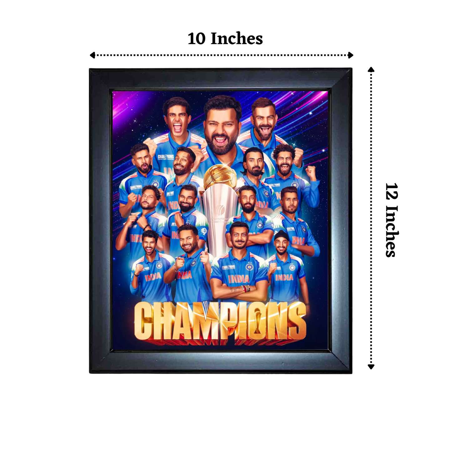 "Champions Trophy 2025 Team INDIA" 10X12 Inches Matte Finish Photo Frame