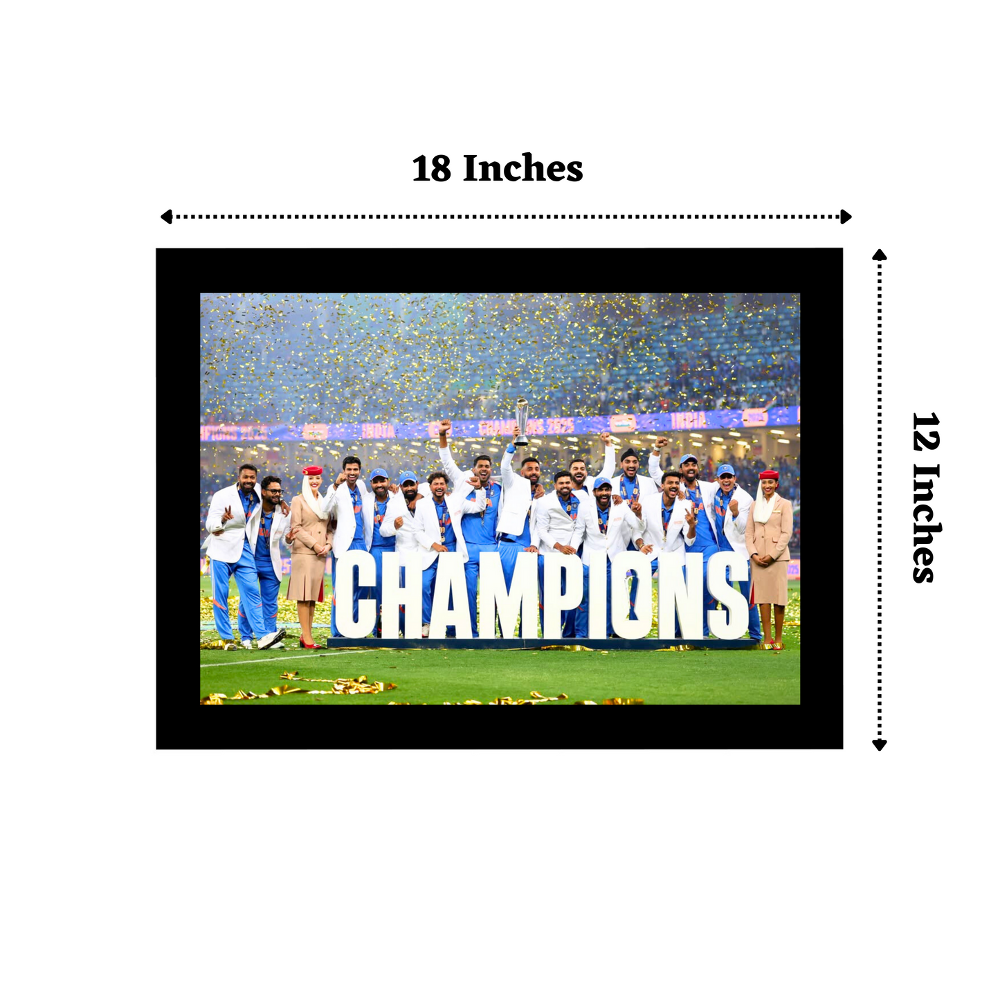 "Champions Trophy 2025 Team INDIA" 18X12 Inches Matte Finish Photo Frame