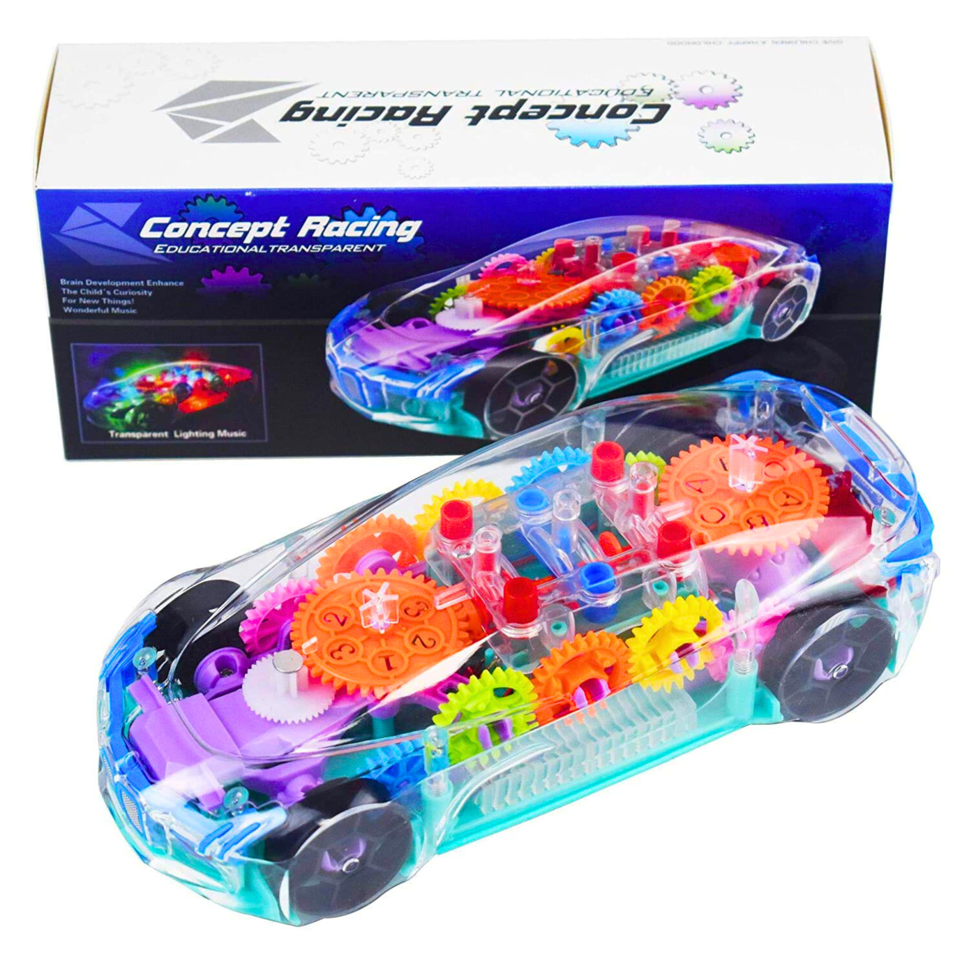 Buy Transparent Racing Car Toy with Lights & Music – Educational Gear ...