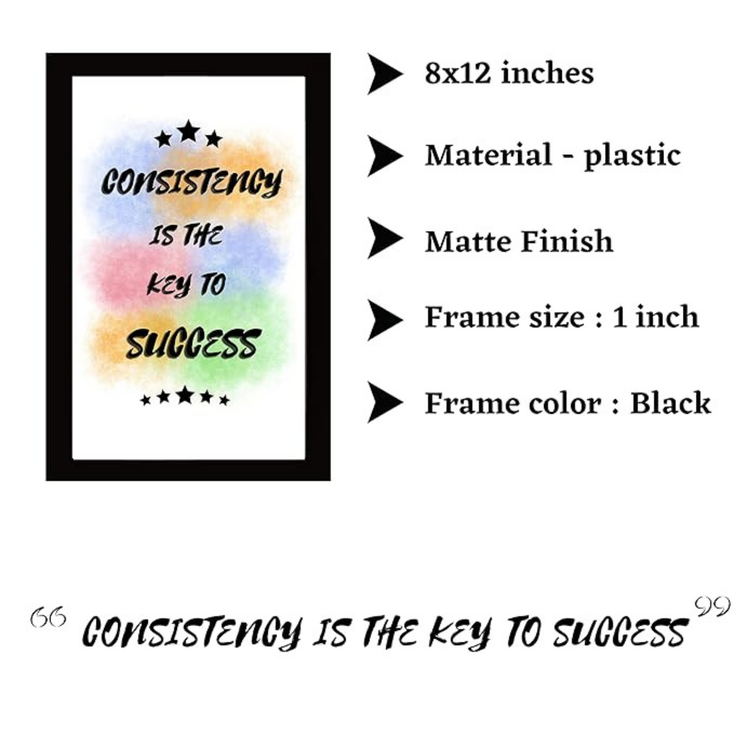 "Consistency is the key to success" Inspirational Quote 8x12 Matte Finish Photo Frame