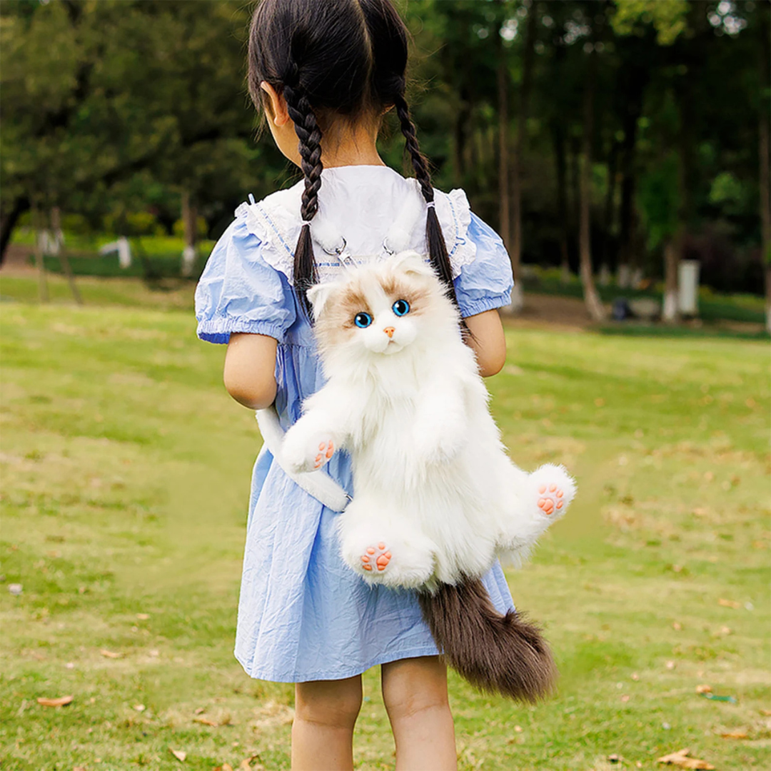 Cute Cat Plush Backpack for Kids & Girls