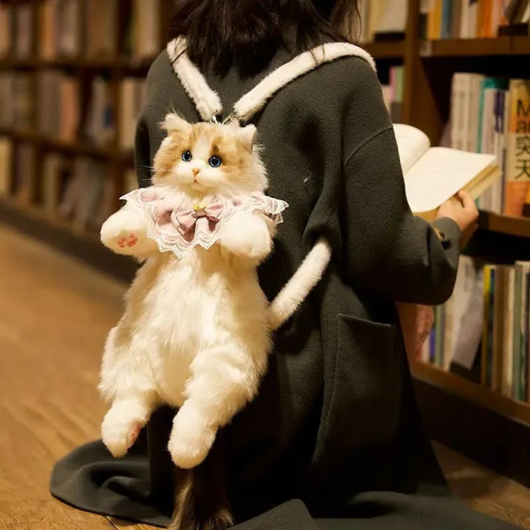 Cute Cat Plush Backpack for Kids & Girls